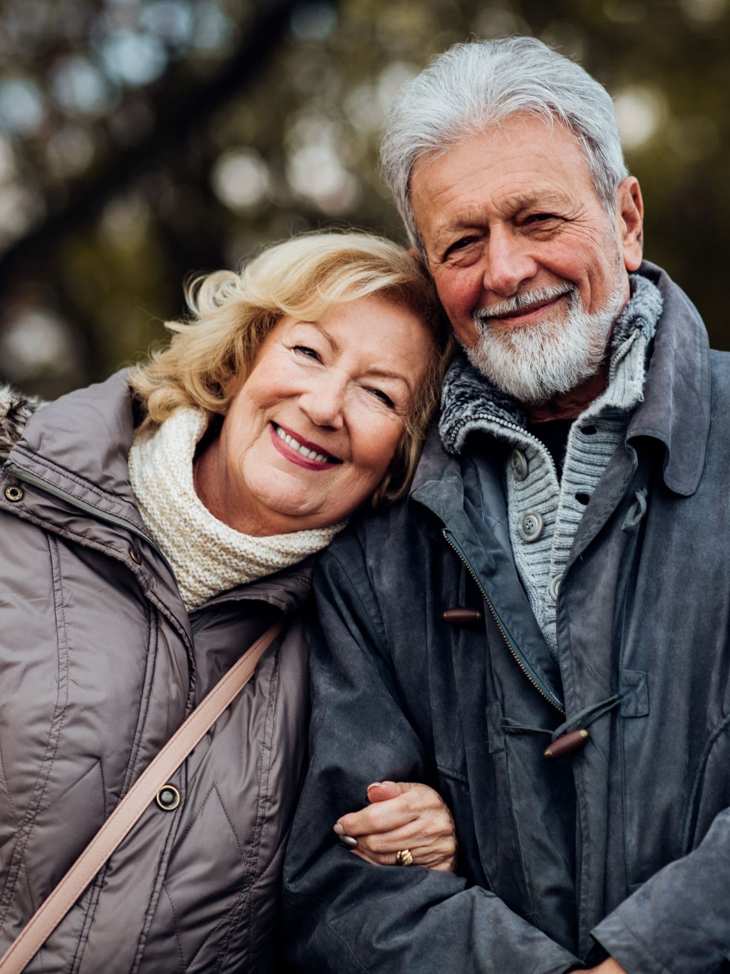 Smiling senior couple in love 50th wedding anniversary